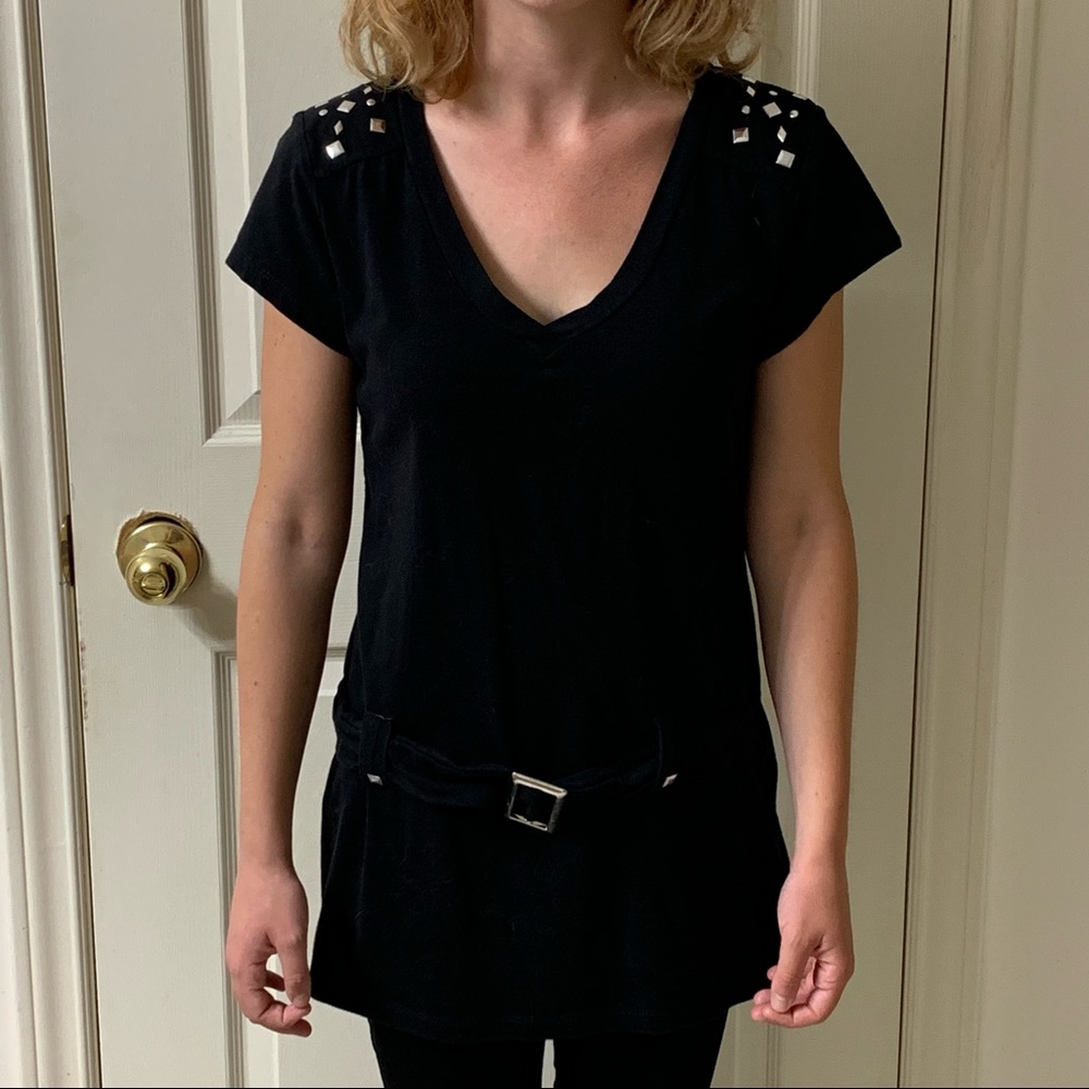 🌷3 for$25🌷Candy Couture, US XL, Black Jersey Metallic Embellishment Tunic